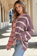 Load image into Gallery viewer, Striped Round Neck Long Sleeve Knit Top
