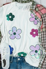 Load image into Gallery viewer, Flower Round Neck Short Sleeve T-Shirt