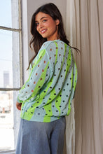 Load image into Gallery viewer, Davi &amp; Dani Two-Tone Ribbed Hem Openwork Knit Top
