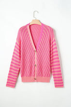 Load image into Gallery viewer, Striped V-Neck Button Up Cardigan