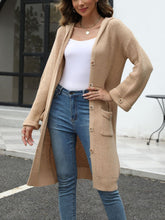 Load image into Gallery viewer, Pocketed Button Up Long Sleeve Hooded Cardigan