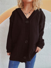 Load image into Gallery viewer, Dropped Shoulder Long Sleeve Hooded Cardigan