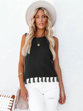 Load image into Gallery viewer, Cutout Tassel Round Neck Tank