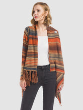 Load image into Gallery viewer, Angel Wings Tassel Striped Open Front Long Sleeve Cardigan