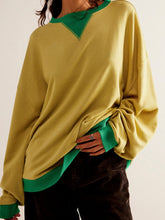 Load image into Gallery viewer, Contrast Trim Round Neck Long Sleeve Sweatshirt