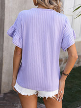 Load image into Gallery viewer, Ruffled Round Neck Short Sleeve Top