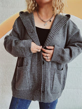 Load image into Gallery viewer, Dropped Shoulder Long Sleeve Hooded Cardigan