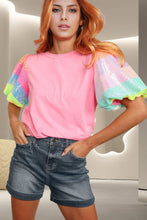 Load image into Gallery viewer, Sequin Round Neck Short Sleeve Blouse