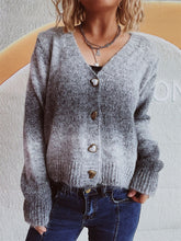 Load image into Gallery viewer, Gradient Heart Shape Button V-Neck Cardigan