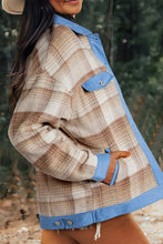 Load image into Gallery viewer, Contrast Trim Plaid Collared Neck Shacket
