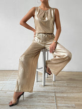Load image into Gallery viewer, Round Neck Sleeveless Top and Pants Set