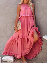 Load image into Gallery viewer, Ruffled Sleeveless Maxi Dress with Pockets