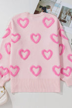 Load image into Gallery viewer, High-Low Heart Round Neck Long Sleeve Sweater