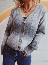Load image into Gallery viewer, Gradient Heart Shape Button V-Neck Cardigan
