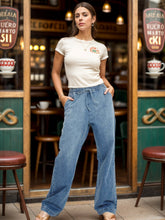 Load image into Gallery viewer, Drawstring Straight Jeans with Pockets