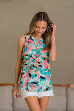 Load image into Gallery viewer, Sew In Love Wrinkle-Free Floral Notched Tank