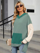 Load image into Gallery viewer, Double Take Contrast Hooded Long Sleeve Top