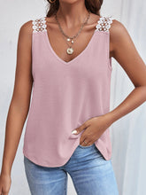 Load image into Gallery viewer, Lace Detail Waffle-Knit V-Neck Tank