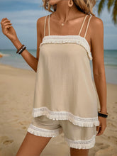 Load image into Gallery viewer, Fringe Square Neck Cami and Shorts Set