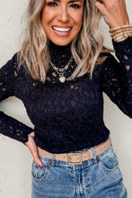 Load image into Gallery viewer, Crochet Turtleneck Long Sleeve Top