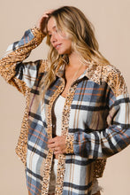 Load image into Gallery viewer, BiBi Curved Hem Sequin Plaid Button Up Shacket