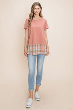 Load image into Gallery viewer, Cotton Bleu by Nu Lab Plaid Contrast Short Sleeve T-Shirt