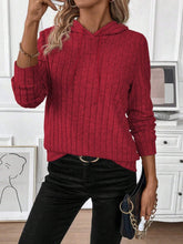 Load image into Gallery viewer, Drawstring Ribbed Long Sleeve Hoodie