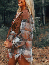 Load image into Gallery viewer, Plaid Collared Neck Button Up Shacket