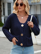 Load image into Gallery viewer, Round Neck Button Up Cardigan with Pockets