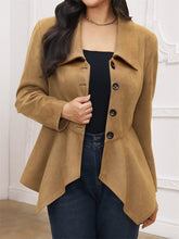 Load image into Gallery viewer, Handkerchief Hem Button Up Collared Neck Jacket