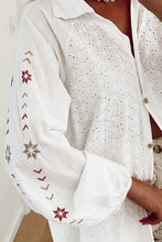 Load image into Gallery viewer, Eyelet Collared Neck Long Sleeve Shirt