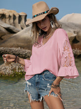 Load image into Gallery viewer, V-Neck Lace Flounce Sleeve Blouse