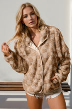Load image into Gallery viewer, Double Take Checkered Long Sleeve Fuzzy Jacket