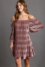 Load image into Gallery viewer, Umgee Off-Shoulder Balloon Sleeve Velvet Mini Dress