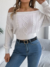 Load image into Gallery viewer, Cable Knit Off-Shoulder Long Sleeve Sweater