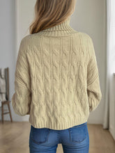 Load image into Gallery viewer, Cable-Knit Turtleneck Long Sleeve Sweater