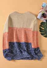 Load image into Gallery viewer, Color Block Round Neck Long Sleeve Sweater