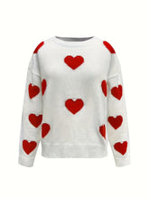 Load image into Gallery viewer, Valentine’s Day Heart Round Neck Long Sleeve Sweater