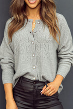 Load image into Gallery viewer, Openwork Button Down Long Sleeve Cardigan