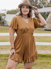 Load image into Gallery viewer, Plus Size Ruffled V-Neck Short Sleeve Romper