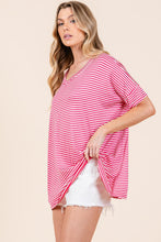 Load image into Gallery viewer, BOMBOM Striped V-Neck T-Shirt