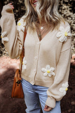 Load image into Gallery viewer, Flower Dropped Shoulder Long Sleeve Cardigan