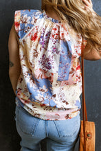 Load image into Gallery viewer, Printed Tie Neck Cap Sleeve Blouse