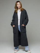 Load image into Gallery viewer, Pocketed Open Front Dropped Shoulder Cardigan