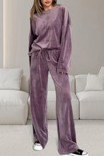Load image into Gallery viewer, Buttery-Soft Round Neck Long Sleeve Top and Drawstring Pants Set