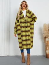 Load image into Gallery viewer, Contrast Double-Breasted Long Sleeve Longline Coat