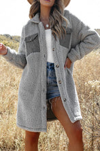Load image into Gallery viewer, Collared Neck Long Sleeve Longline Teddy Jacket