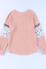 Load image into Gallery viewer, Sequin Leopard Round Neck Long Sleeve Sweater