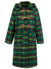 Load image into Gallery viewer, Plaid Long Sleeve Hooded Coat with Pockets