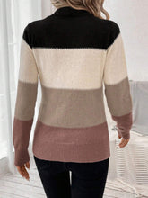 Load image into Gallery viewer, Color Block Mock Neck Long Sleeve Sweater